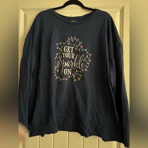 Festive Blue Sweatshirt with Sparkle Print